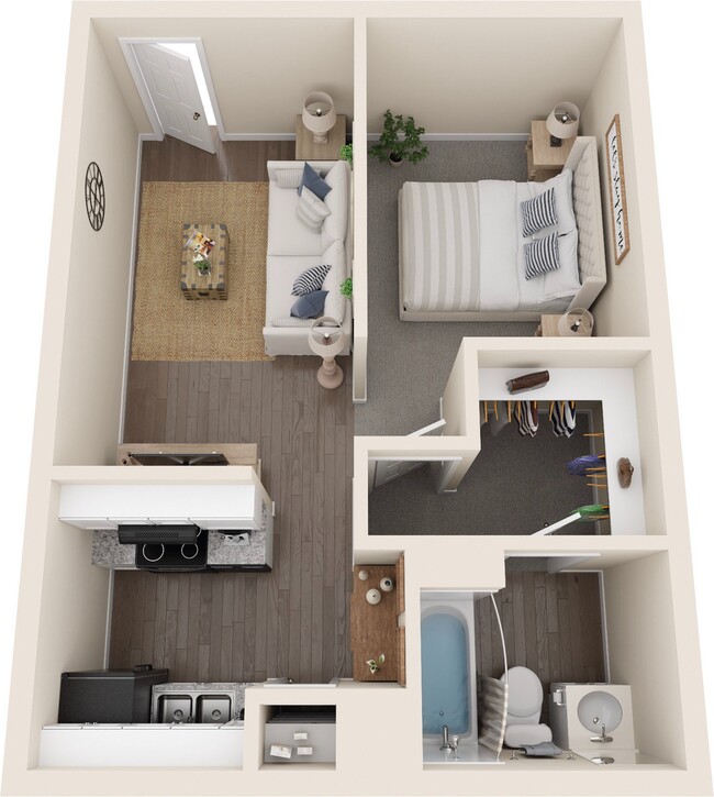 one bedroom 3d floor plan - Magnolia Point