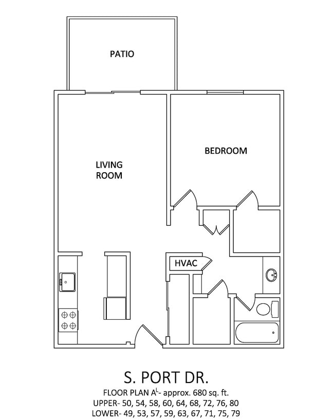 1x1 680 sq ft - A - Rosemont Terrace