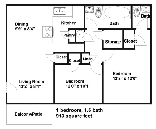 1BR/1.5BA - The Arlington