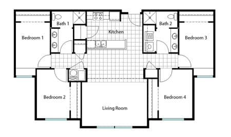 4BR/2BA - Ventana Student Housing