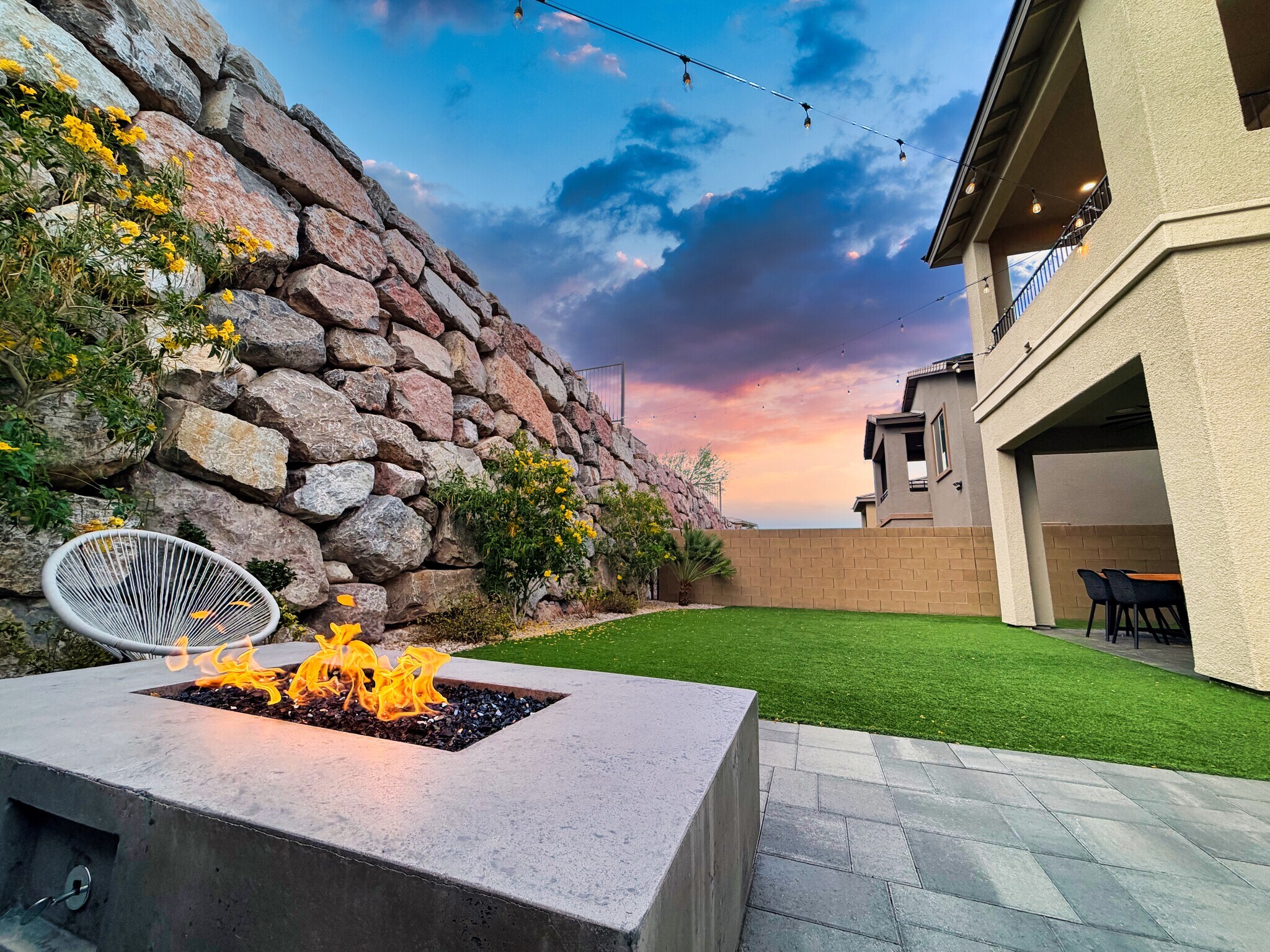 Firepit and Rock Wall - 12412 Shoreline Echo Ave