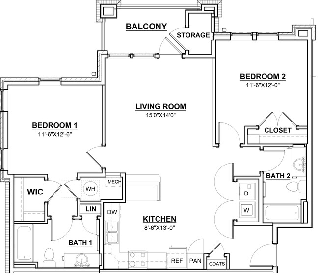 2 Bed, 2 Bath, 1050-1062 sq. ft. - Evoke Living at Sugar Creek Apartments