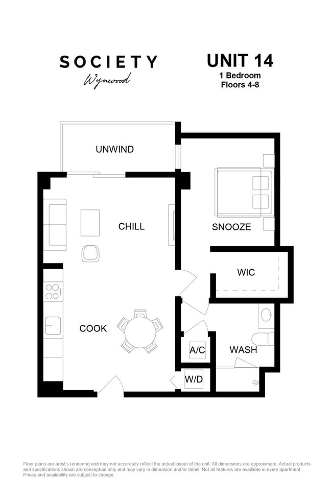 1 Bed Unit 14 - Fl 4-8 - Society Wynwood