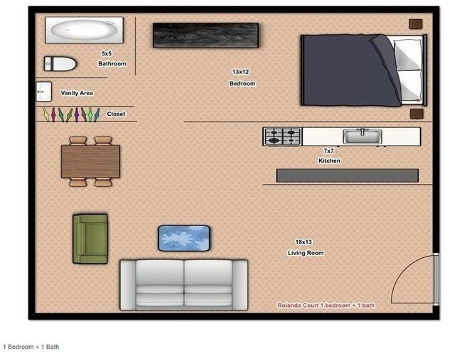 1 Bedroom + 1 Bath - Crescent Gardens Apartments