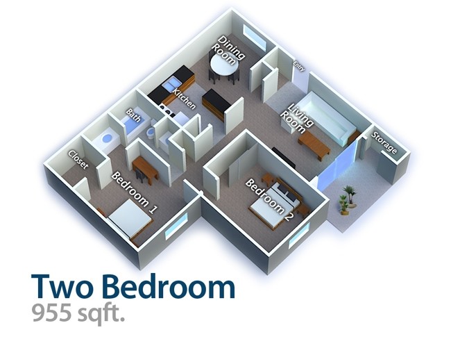 2BR/1BA - Clubside Apartments