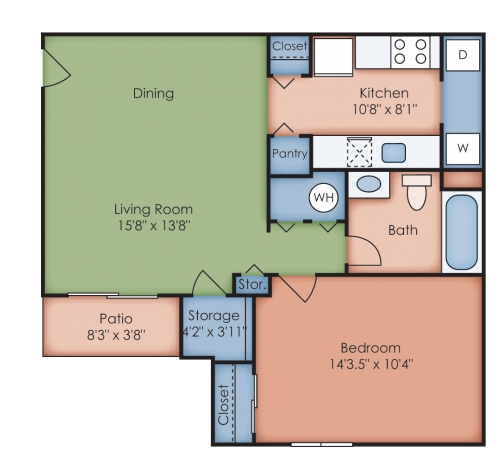 1BR/1BA - Green Meadows