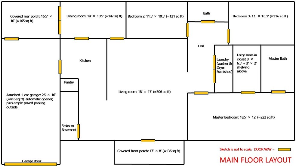 Main Floor Sketch - 138 Cullen Ln