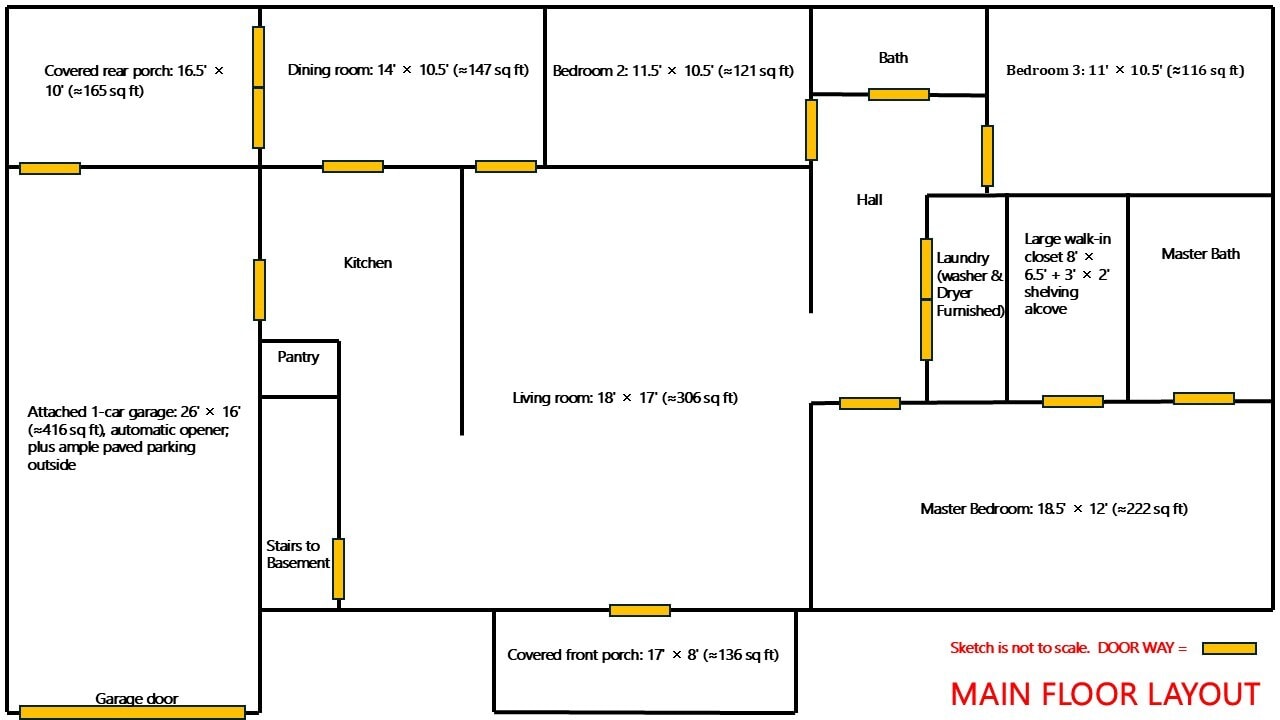 Main Floor Sketch - 138 Cullen Ln