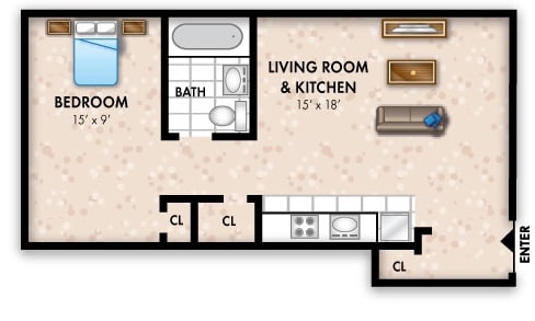 One Bedroom - A - South Street Apartment Homes