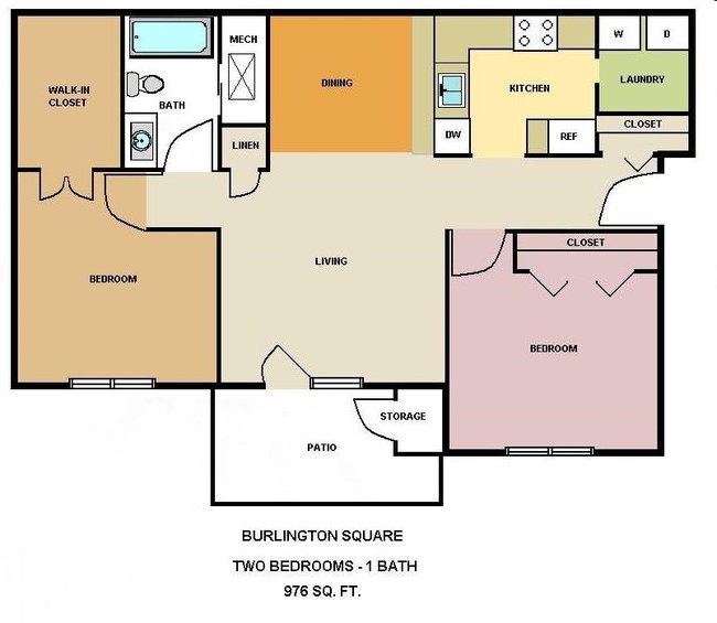 2BR/1BA - Burlington Square Apartments