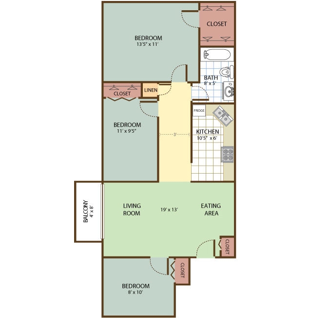 Brush 3BR/1BA - Hillcrest Terrace Apartments