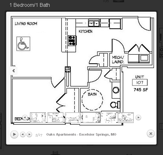 1BR/1BA - Oaks Apartments 55+ Senior Community