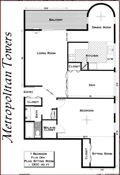 1 Bedroom plus Den & Sitting Room - Metropolitan Towers