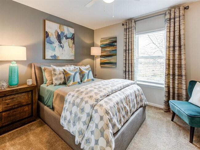 Bedroom With Ceiling Fan - Avery at Arlington Heights