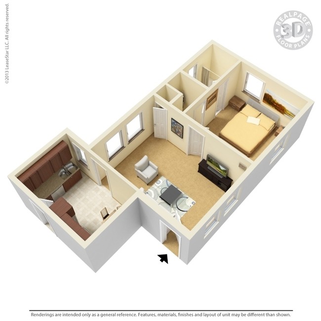 1BR/1BA (615 sq ft) - Woodmont Terrace Apartments