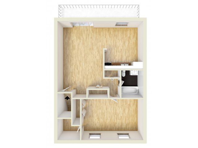 One bedroom, upper level floor plan - Country Manor Apartments