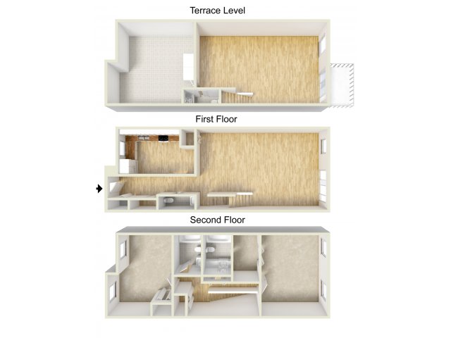 Two bedroom townhome floor plan - Willow Run Apartments