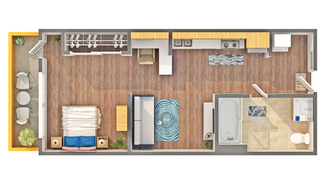 S3 Studio Floorplan - Unit 309 - Arrive Seaside II