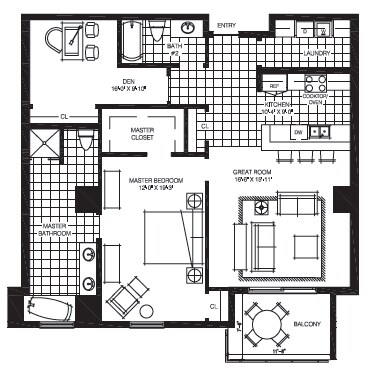 1BR/2BA - The Mark
