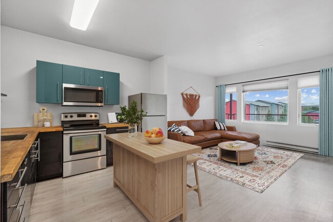 1-bed Kitchen and Living - Red Table - Red Table Apartments