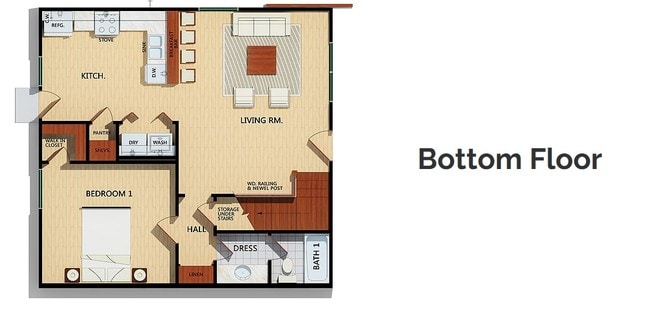 Bottom Floor Plan - The Rustic