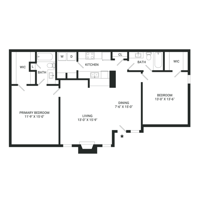 Floorplan - The Oakley Apartment Homes