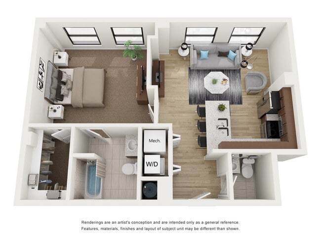 1x1.5 B - Residences at 150 Bagley