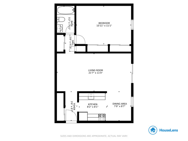 1 Bedroom Floorplan - Aberdeen Parke Apartments