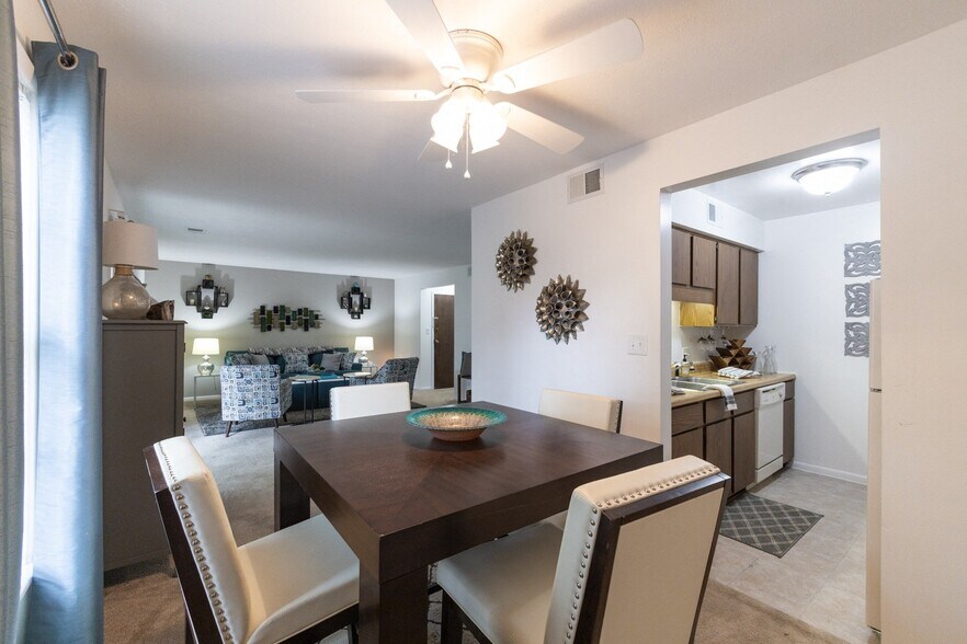 2 Bedroom Living, Dining and Kitchen at University Park Apartments - University Park