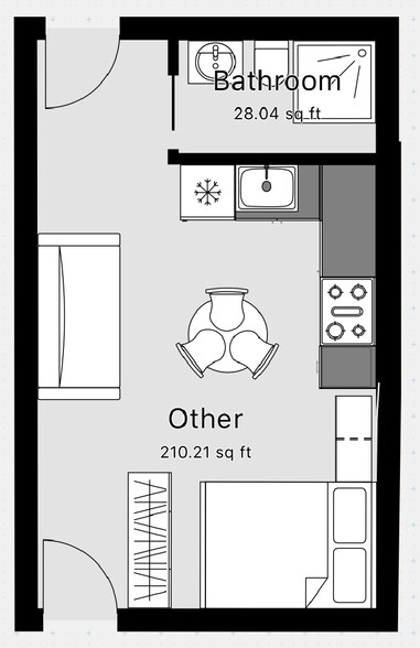 Studio Apartment Layout (Currently Under Construction) - 423 Ardmore St SE