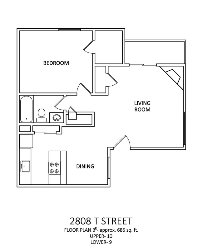 1x1 685 sq ft - B2 - Midtown Breeze