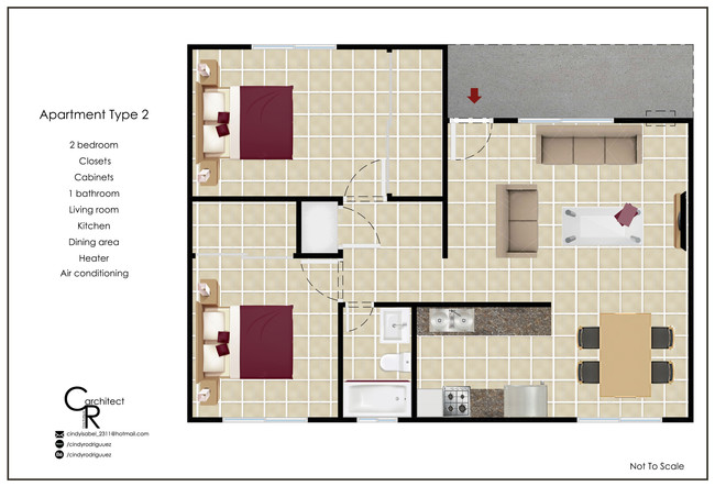 Floor Plan - 2 BR - Casa Buena Apartments