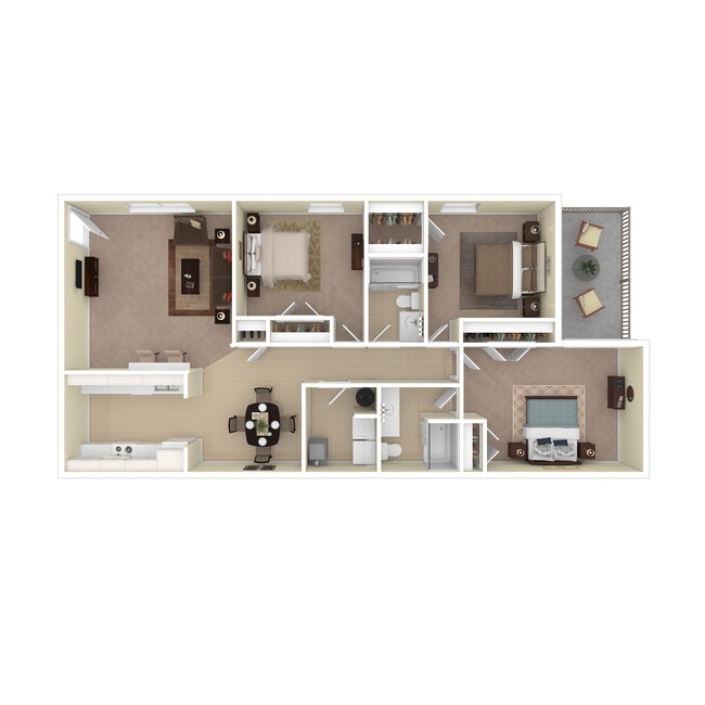 3 Bed, 2 Bath, 1320 sq. ft. - 3D Furnished - Emerald Lake