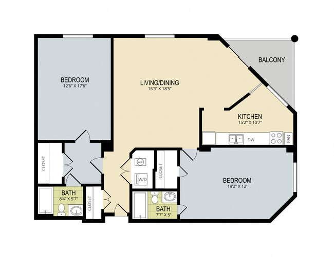 2 BR 2BA 1314 sqft - The Redwood Apartments