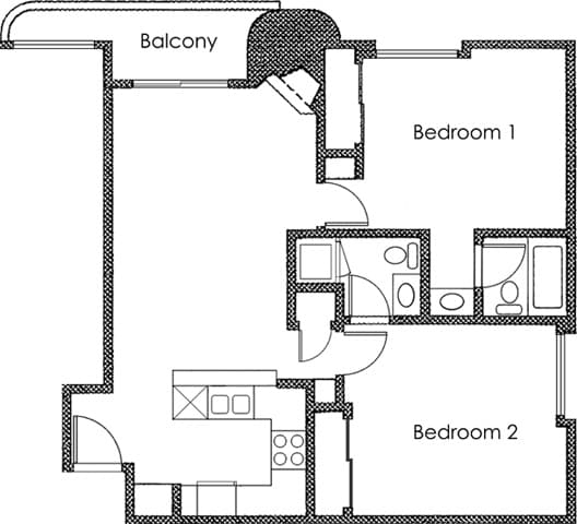 Floorplan - Midvale Court Apartments Westwood