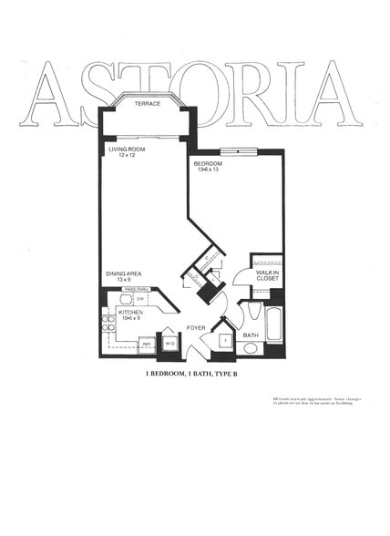 Floor Plan, 721 ft + 60 ft balcony - 2100 Langston Blvd