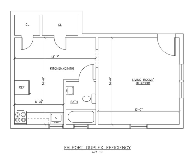 Studio Floor Plan - Falport Duplex