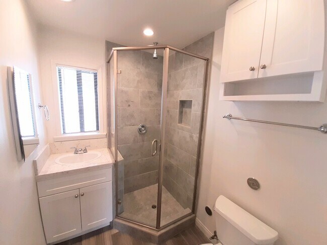 Bathroom with Glass Enclosed Shower - 205 N Florence St