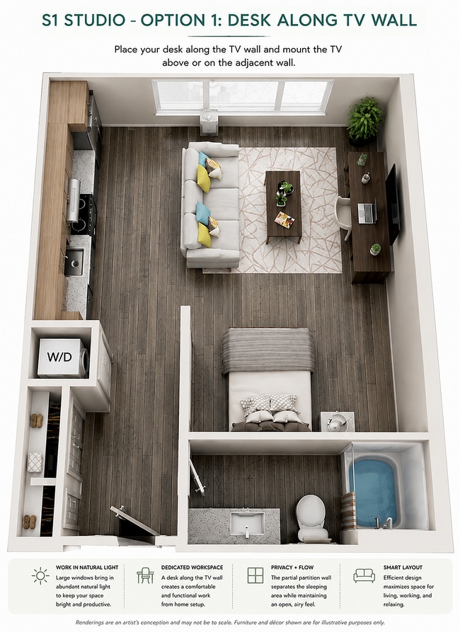 S1 Studio Apartment at Park Avenue in Salt Lake City - Park Avenue Apartments