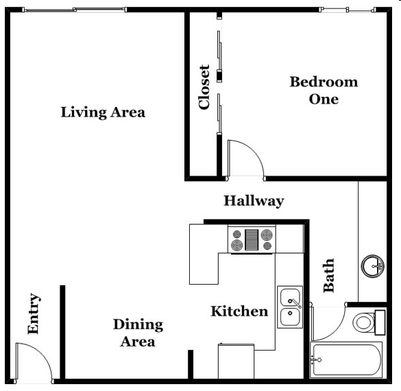 1BR/1BA - Mountain View Manor Apartments