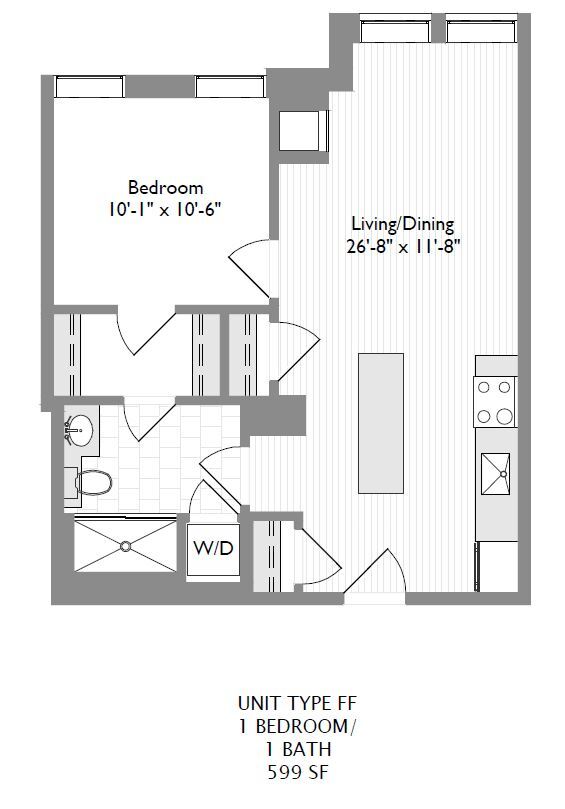 1-Bedroom 1-Bathroom | 599 sqft A - ICON