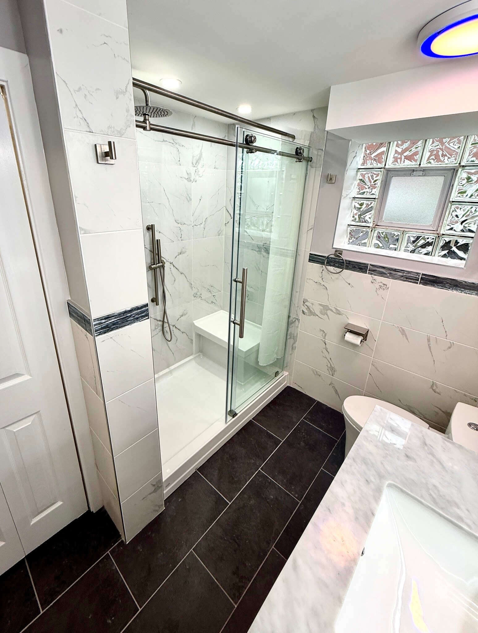 Large 36” x 60” walk-in shower with Kohler shower pan with built in seat. - 16W671 56th St