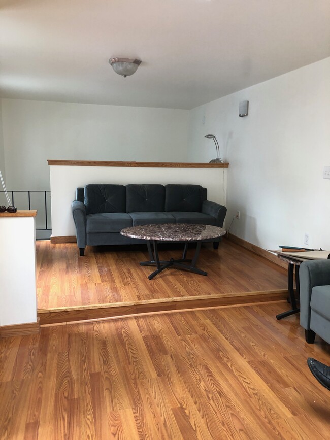 living room with skylight - 318 Pleasant St