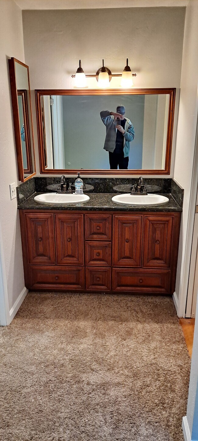 master bathroom with new toilet, shower and duel sinks - 5966 Quiet Slope Dr
