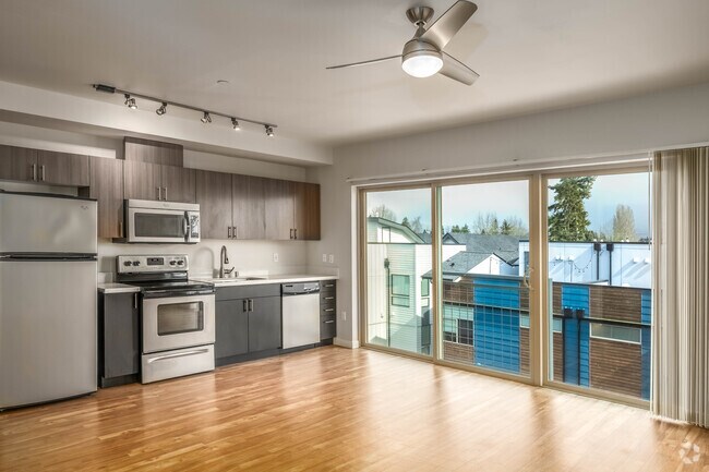 Studio - 432SF - Living Area - The Duo Apartments