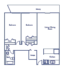 2BR/1BA - Parkview Tower & Square