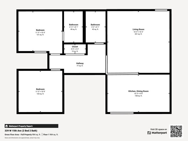 2-bedroom 2 bath floorplan - 339 W 15th Ave Apts