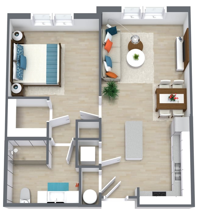 Fulham 1 Bedroom - Level 1 - 3D Floor Plan.jpg - Fulham Terrace