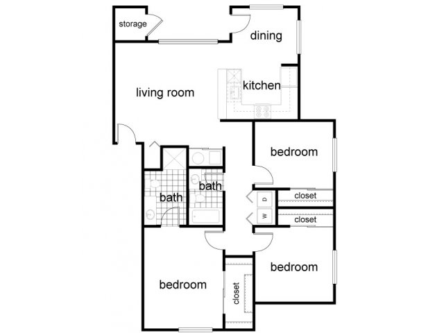 3BR/2BA - Courtside Apartments