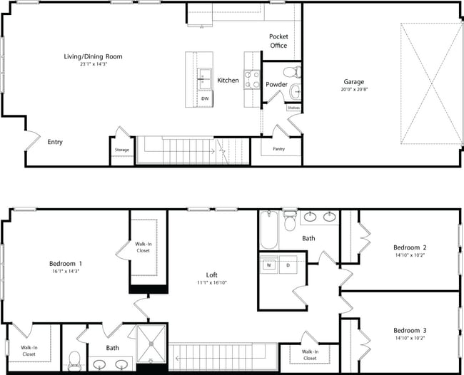 Floorplan - The Louise Townhomes